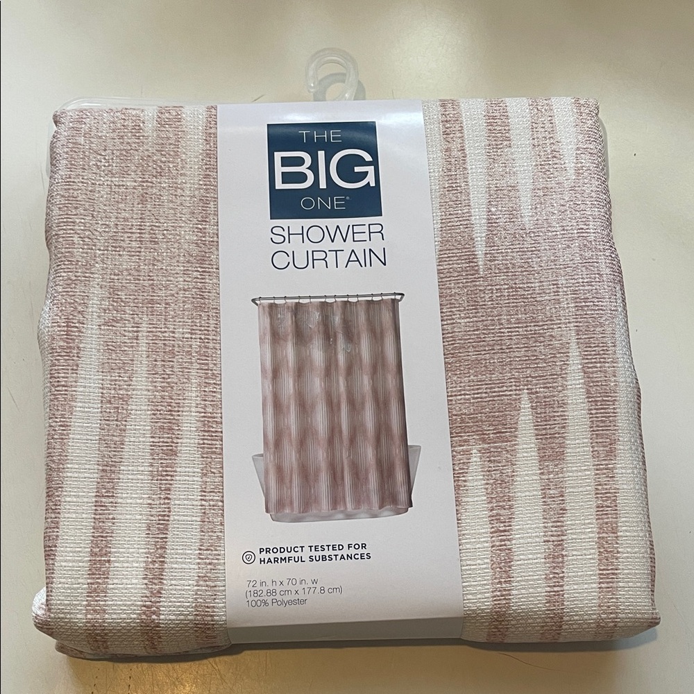 The Big One Blush and White Shower Curtain